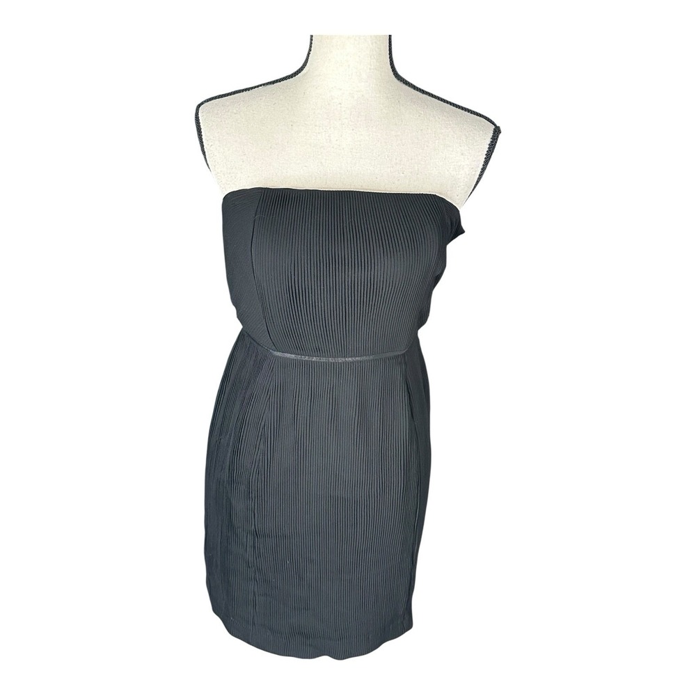 ADAM By Adam Lippes Black Silk Strapless Plisse Pleats Cocktail Dress Size 4 - Picture 3 of 16